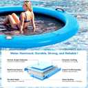 Danrelax 12' Round Inflatable Floating Dock, Sunchill Float Ring, Hammock Tanning Pool with 4in Woven Fabric, Manual Pump for 1-2 Min Quick Inflate/Deflate, Fits 2-8, Ideal for Lakes, Pools, Oceans