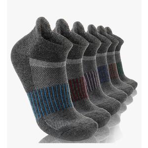 6 Pairs Merino Wool Ankle Running Hiking Socks Compression Support Breathable Thick Cushion No Show Socks for Women Men Grey