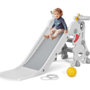 BFAZKXY Indoor Slide for Toddlers 1-3, Foldable Kids Toddler Indoor Slide Playset, Indoor and Outdoor Playground, Toddler Climber Playset with Basketball Hoop and Ring Toss(Grey)
