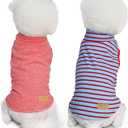 KYEESE 2Pack Dog Sweater Soft Dogs Clothes Warm Pets Clothes Stretchy Pet Sweatshirt Dog Sweaters for Small Dogs Girl Turtleneck Pet Coats Pullover Small Pets Sweaters (Medium (7-11lbs), 7# Stripe+ red)