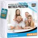 Twin Size Mattress Protector Waterproof, Premium 200 GSM Terry Mattress Cover, Soft & Breathable Bed Cover, Fitted Sheet Style Stretchable Deep Pockets 15" by Utopia Bedding (White)