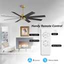 WINGBO 60" Large DC Ceiling Fans without Lights, 3 Downrods, 8 Plywood Blades, 6-Speeds Reversible DC Motor, Indoor Ceiling Fan No Lights for Bedroom Living Room Patio, Brass and Black