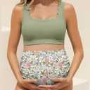 Scalloped Maternity Bikini Swimsuit Two Piece High Waisted Bathing Suit Bow Tie Back Pregnancy Swimwear, 10