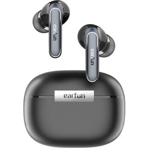 EarFun Air 2 Wireless Earbuds, 10mm Drivers with LDAC Bluetooth Earbuds, Hi-Res Audio, Bluetooth 5.3 with Multipoint Connection, 4 Mics, Wireless Charging, 40H Playtime, App Customization, IPX7 (Black)