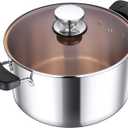 8-Qt Stock Pot, E-far 3-Ply Stainless Steel Stockpot with Lid for Cooking Simmering Soup Stew, Heavy Duty Cookware Works w/Induction, Non-toxic & Corrosion Resistant, Dishwasher Safe