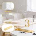 Arch Wedding Table Numbers 1-12 with Stands, 5.5" X 7.2" Gold Table Numbers Elegant Clear Acrylic Tables Number with Golden Text for Wedding Reception, Anniversary, Banquet, and Event Decor