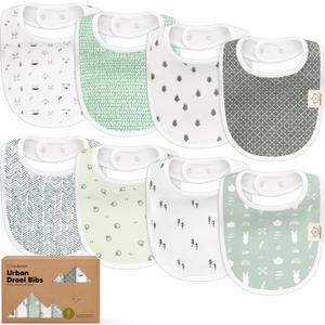 8-Pack Organic Baby Bibs for Boys, Girls - Soft Cotton Drooling and Teething Bibs for Baby Girl & Boy, Extra Absorbent, Easy to Clean & Put On for Toddler, Newborn, Infant 0-24 Months (Nordic)
