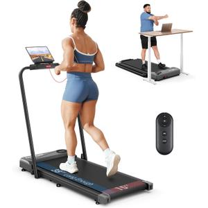 THERUN Walking Pad Treadmill, 2.5 HP Under Desk Treadmills, 2 in 1 Foldable Treadmills for Home, Walking Pad with Handle Bar, 16" Widened Running Belt, Treadmill with Remote Control & LED Touch Screen