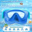 Vvinca Kids Swim Goggles with Nose Cover, Snorkel Diving Mask Fabric Strap Anti Fog Anti Shattered Lens Goggles for Kids 06-Blue Green