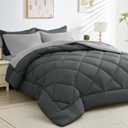 HEVUMYI King Comforter Set - 7-Piece All Season Bed in a Bag King, Ultra Soft Bedding Set with Comforter, Flat Sheet, Fitted Sheet, Pillowcases, Pillow Shams, Dark Grey & Light Grey