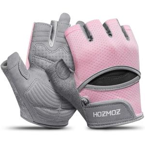 HOZMOZ Ventilated Weight Lifting Gloves, Thick Padded Workout Gym Gloves with Full Palm Protection & Grip & Shock Absorption for Women & Men's Fitness Exercise Training, Small