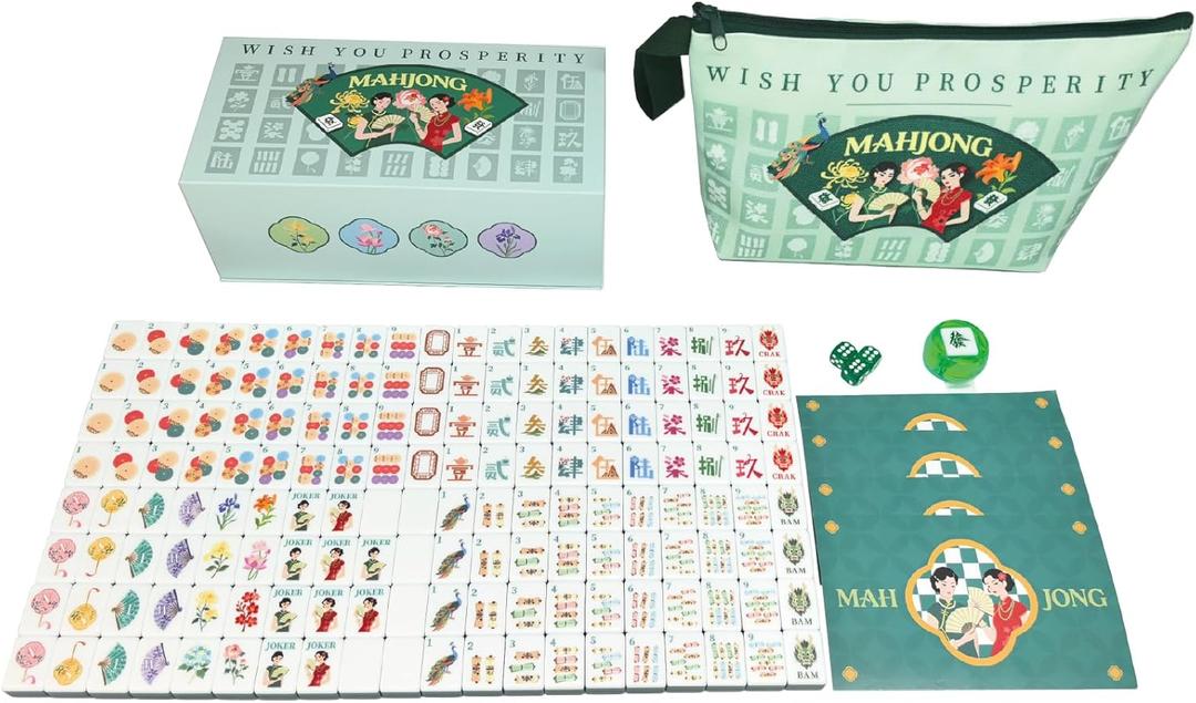 American Mahjong Classical Chinese Design Set 1.2-inch 160 Acrylic High-Grade Mah-Jongg Tiles