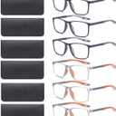 BLOEXCLU 6 Pack Reading Glasses for Men Sports Style Blue Light Blocking Readers with Spring Hinge Women Eyeglasses 1.50