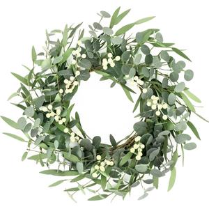 Pinkpum 20'' Eucalyptus Wreath for Front Door Green Decor for Home Farmhouse Wall Spring Summer Fall Outdoor Indoor Porch Window All Seasons