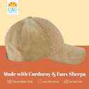 Concept One Womens C & C California Baseball Cap, Corduroy and Sherpa Baseball Hat with Curved Brim (Beige)