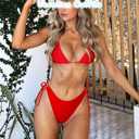 OZICERD 2 Piece Bikini Sets for Women Halter Triangle Bikini Tops Brazilian String Swimsuit Full Coverage Bottom Bathing Suit, Small