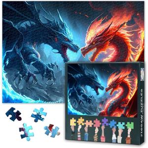 Puzzle Games - Dragons - Ice Dragon and Fire Dragon - 1000 Piece Jigsaw Puzzles for Adults -Challenging Puzzle Perfect for Game Nights - Finished Size is 27.5" x 19.6"/70 * 50cm