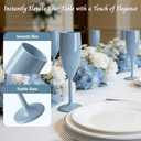 LEYIQU Blue Plastic Champagne Flutes 24pcs Unbreakable Wine Glasses