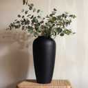 Tall Black Ceramic Vase for Flowers, 13 Large Matte Black Vase for Home Decor, Rustic Modern Pottery Vase for Pampas Grass, Entryway, Dining Table and Living Room Centerpieces