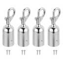 PATIKIL 1.3"x3.7" Stanchion Rope End Stopper, 4 Pack Cord End Caps Barrier Rope End Cap Snap Hooks for Crowd Control Queue Divider, Silver