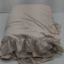 JOLLYVOGUE Beige King Comforter Set, 3 Pieces Seersucker Comforters King Size, Lightweight & Fluffy Bedding Sets for All Season with 1 Ruffle Comforter and 2 Ruffle Pillowshams