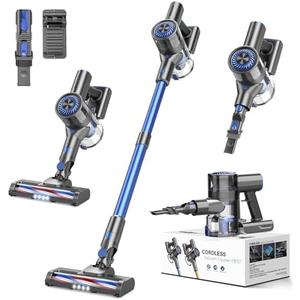 Comvtu Cordless Vacuums, 80,000PRM Powerful Motor Vacuum Cleaner and 2200mAH Rechargeable Battery up to 35 Mins Worktime, 2 Adjustable Modes, Detachable Parts, Wireless Stick Vacuum (Deep Blue)