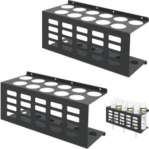 2 Pack Wall Mount Storage Tubes Organizer, Metal Caulk Tube Tray, Grease Silicone Caulking Tube Holder, Sealant Storage Rack, Work Van Organizer For Workshop Garage Holds 11 Tubes (Black)