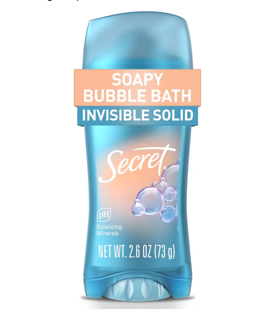 Secret Fresh Antiperspirant Deodorant for Women, 72hr Breathable Sweat & Odor Protection, Instant Freshness & Gentle, PH Balancing Minerals, Invisible Solid, Soapy Bubble Bath Scent, 2.6 oz
