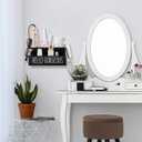 Bivvclaz Hair Tool Organizer, Wooden Hair Dryer Holder Countertop, Wall Mount Hot Tools Organizer for Hair Styling Accessories, Bathroom Supplies Vanity Caddy for Curling Wand, Blow Dryer, Black