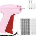 Sewing Gun for Clothing, Fine Stitch Gun Quick Clothing Fixer with 6pcs Fine Needles, 500 Black and 500 White Micro Fasteners for Clothing Sewing Quilting Hemming (Rose)