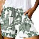 QUEEN PLUS Womens Casual Shorts Comfy Elastic Waist Drawstring Pocket Shorts Pants