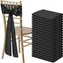 50 PCS Black Satin Chair Sashes Bows Universal Chair Ribbon Ties Back Sash for Wedding Party Reception Events Banquets Hotel Event Chair Cover Decoration (Champagne 7x108 inch)