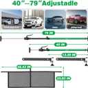 Heavy Duty Adjustable Truck Bed Cargo Bar 40-79 Inch, 220LBS Load Capacity Non-Slip Cargo Divider with Net & 2 Divider Bars, Universal Fit for Ford F150 Chevy Silverado RAM 1500 Pickup Truck SUV Van