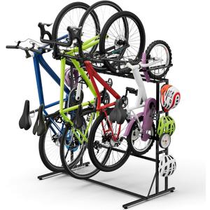 ETELI Bike Rack Garage Freestanding Bikes Rack Floor Stand Vertical Bike Stand Rack for Garage Organizer Indoor Outdoor Bikes Storage, Hold Max Tire Width 2.65, Black