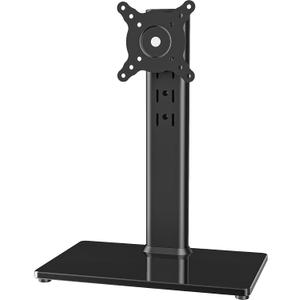 Single LCD Computer Monitor Free-Standing Desk Stand Mount Riser for 13 inch to 32 inch screen with Swivel, Height Adjustable, Rotation, Vesa Base Stand Holds One (1) Screen up to 77Lbs(HT05B-001)) (Black)
