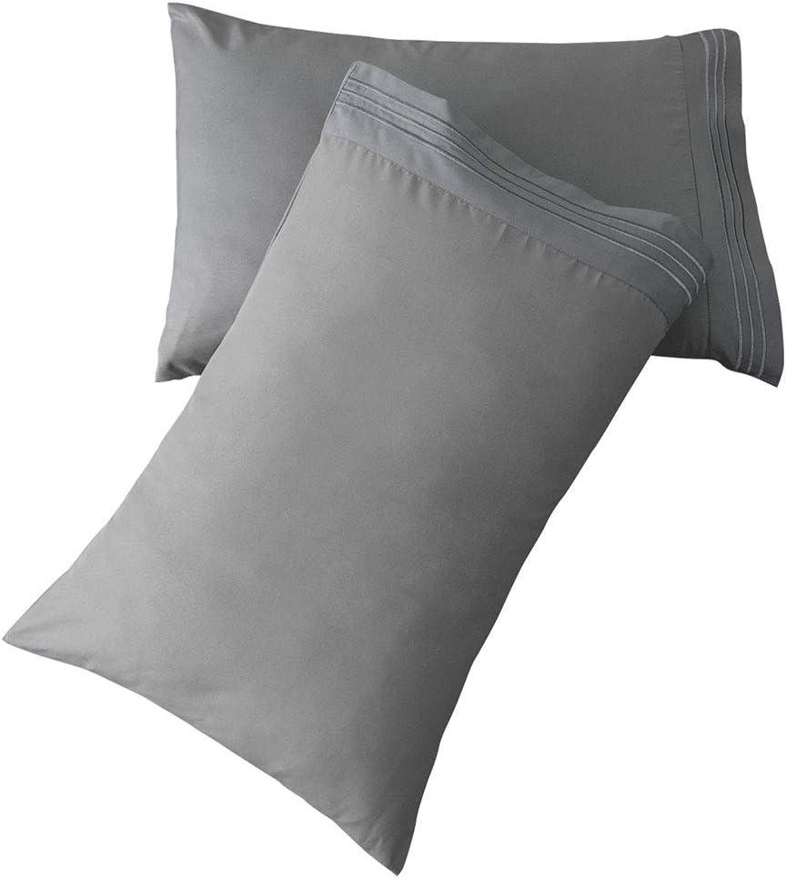 SONORO KATE Luxury Pillowcase Set Brushed Microfiber 1800 Bedding - Wrinkle, (Dark Grey, 2 Pillowcases Standard)