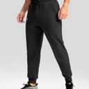 G Gradual Men's Fleece Joggers with Zipper Pockets Winter Warm Pants Water Resistant Athletic Workout Gym Sweatpants for Men (Black, L)