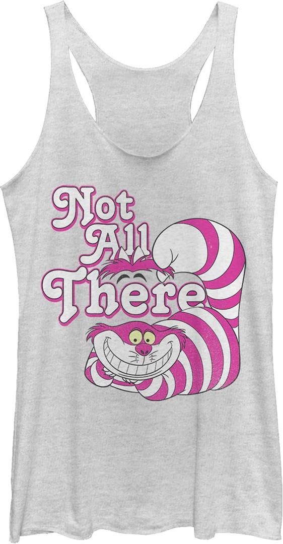 Women's Alice in Wonderland Not All There Racerback Tank Top (White Heather) S