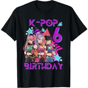 6 Years Old Birthday K pop Kids 6th Birthday Girls K-pop T-Shirt M