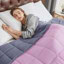 CYMULA Weighted Blanket for Adults (15lbs 60"x80" Queen Size) - Cooling Breathable Heavy Blankets for Summer Winter - Ultra Microfiber Soft Comfort Throw with Glass Beads - Gifts for Men/Women (Light Grey & Pink)