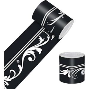 Wallpaper Border Peel and Stick Decorative Wall Trim Self Adhesive White Floral Scroll Accent Strip for Bedroom Kitchen Bathroom Mirror Frame Ceiling Shelf Doorway Design 4x196 Inch