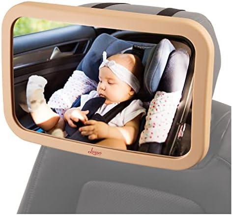 Lusso Gear Baby Backseat Mirror for Car. Largest and Most Stable Mirror with Premium Matte Finish, Crystal Clear View of Infant in Rear Facing Car Seat - Secure and Shatterproof (Tan)