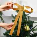 Moxweyeni Large Christmas Metal Bow Tree Topper Ornaments with Clip Gold Christmas Bow Decoration for Xmas Tree Topper Garland Wreath Indoor Outdoor Decor, 9 x 12 Inches