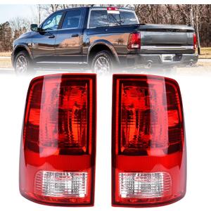 Nakuuly Tail Light Halogen Type Compatible With 2009-2018 Dodge Ram 1500 2500 3500 NON-LED Model Driver and Passenger Side Taillight Rear Lamp Assembly with Bulbs # 55277415AD 55277414AE