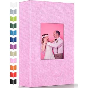 Artfeel Photo Album 4x6 with 300 Pockets,Slip-in Picture Albums,Linen Cover Memory Book with Front Window,White Page Vertical Photo Book for Wedding,Family,Anniversare,Baby,Vacation