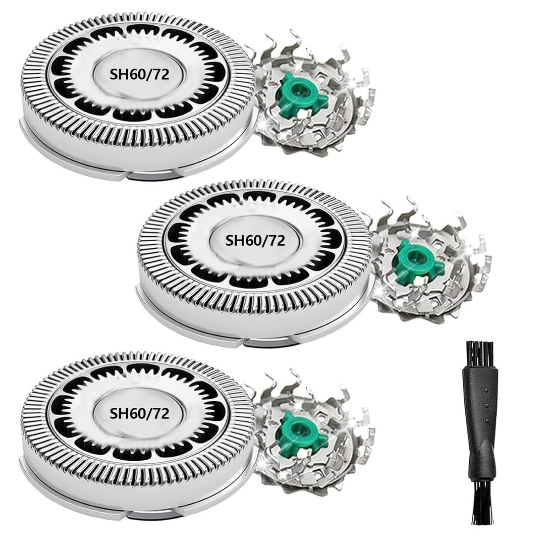 SH60/72 Replacement Head Blades Series 6000 Compatible with Philips Norelco 6000 Replacement Blades,for Series 6000 Electric Shaver Razors S6880/81,S6850/85,S6810/82,With Cleaning Brush