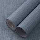 WADILE Grasscloth Peel and Stick Wallpaper 15.7in x 393.7in, Textured Contact Paper for Cabinets, Faux Linen Wall Paper Pull and Stick, Fabric Vinyl Wallpaper Self Adhesive Navy Blue