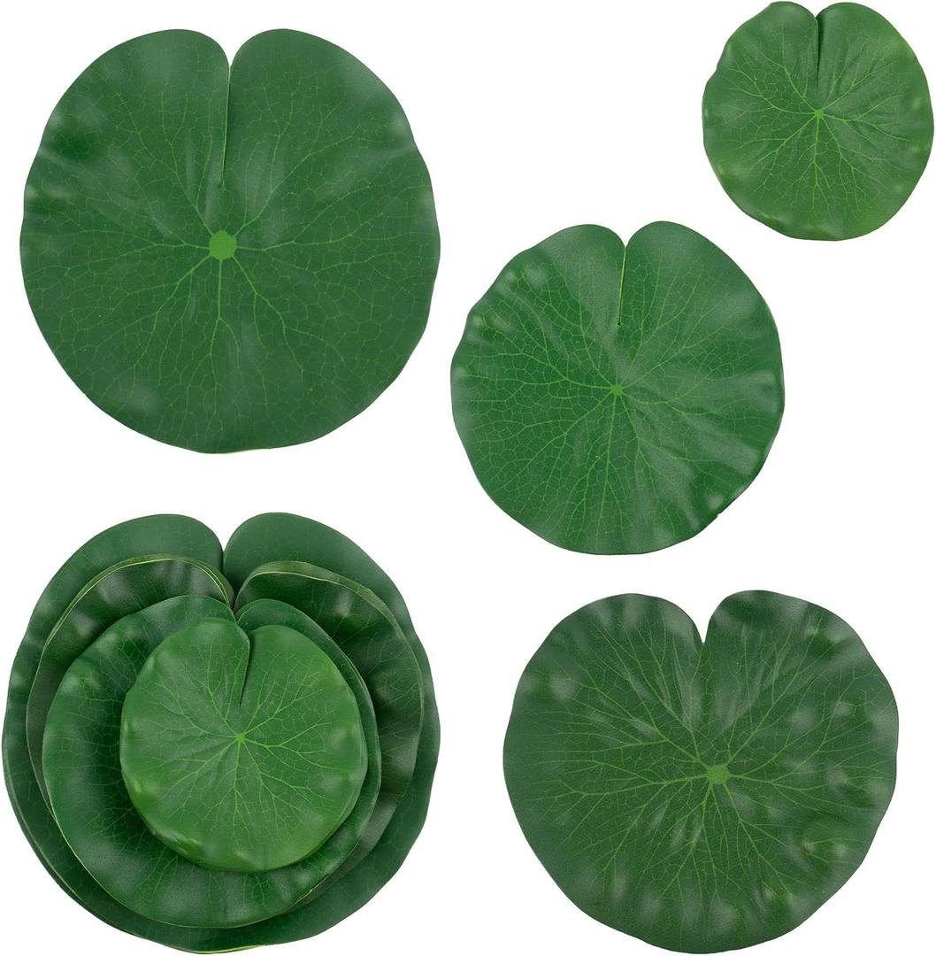Framendino, 20 Pack Artificial Lily Pads Fake Floating Leaves Lotus Water for Decor
