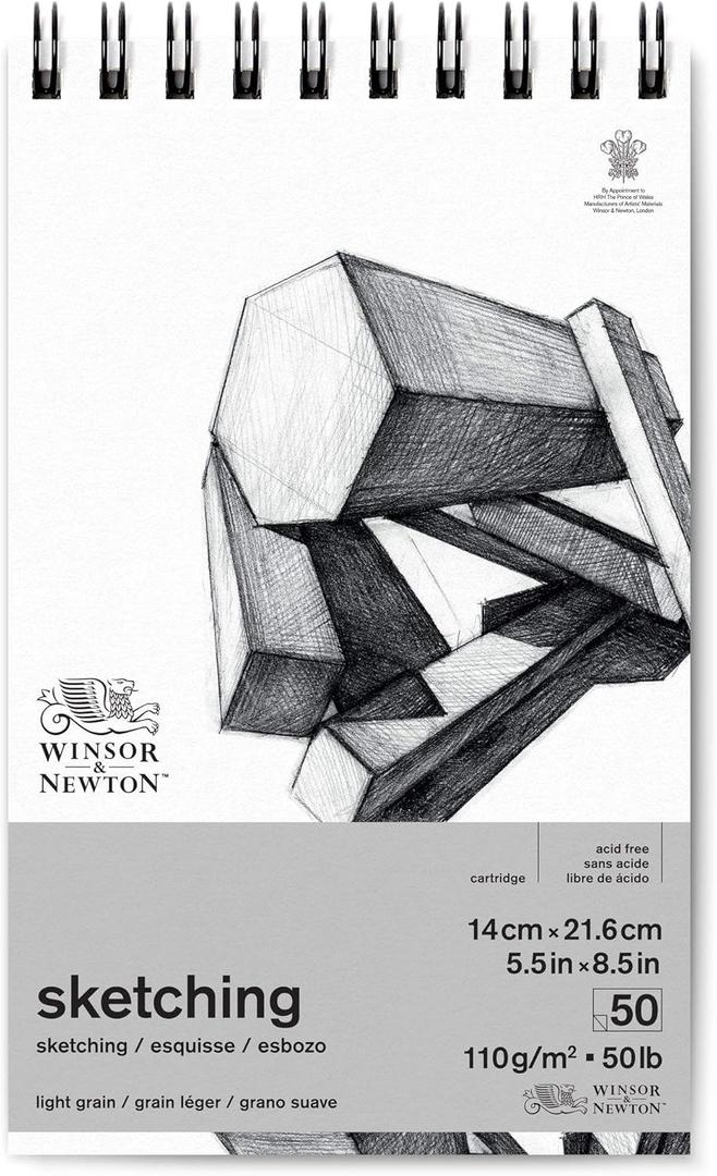 Winsor & Newton Classic Sketching Paper Pad, 5.5" x 8.5", 50 Sheets, 110gsm, Extra White