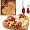 CHENGU 1 Set Heart Charcuterie Boards Bridal Baby Shower Favor Heart Cheese Board with Knife and Fork Valentine's Day Clear Gift Box for Guest Bridal Baby Shower Prize Wedding Valentines Birthday